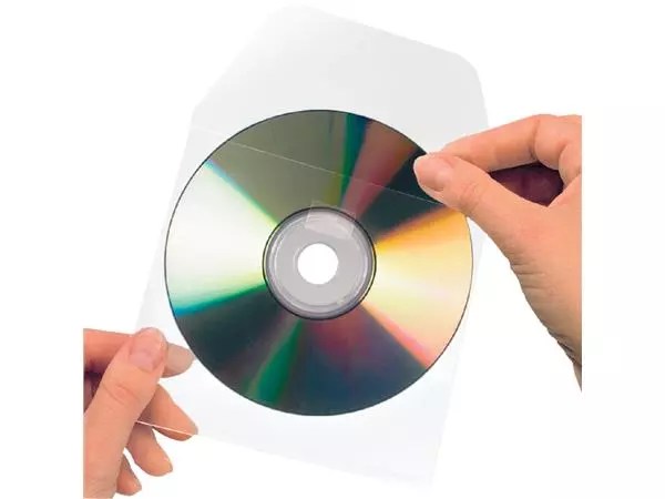 Een Cd/dvd hoes 3L 127x127mm met klep zelfklevend transparant koop je bij iPlusoffice