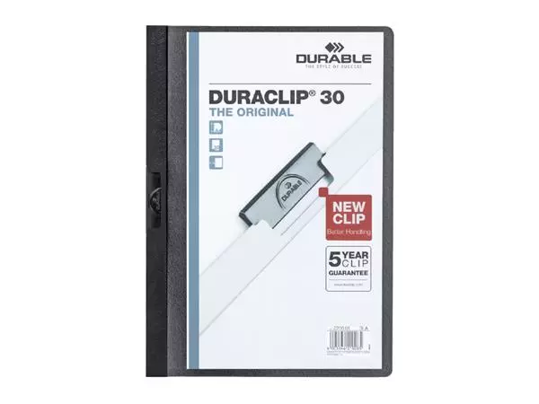 Een Klemmap Durable Duraclip A4 3mm 30 vellen zwart koop je bij Kantorice office & business supplies