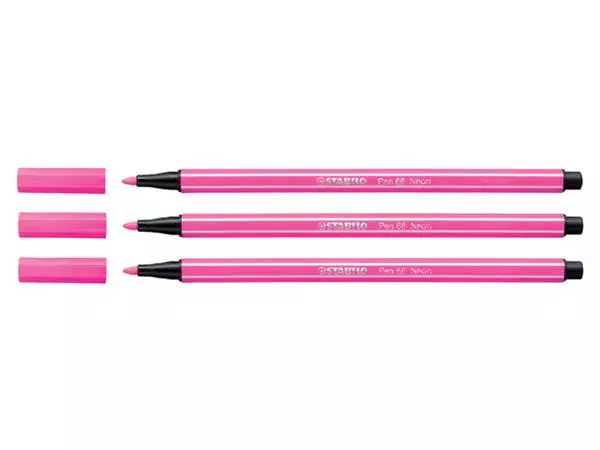 Een Viltstift STABILO Pen 68/056 medium neon roze koop je bij "De Waal" Kantoor Efficiency