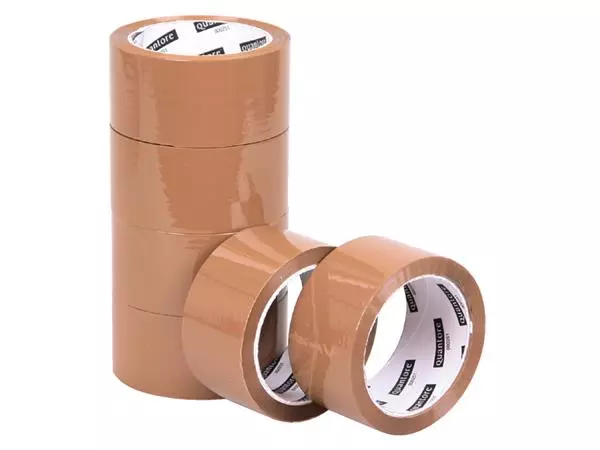 Een Verpakkingstape Quantore 50mmx60m PP bruin 6 rollen koop je bij Quality Office Supplies