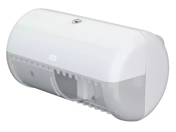 Een Toiletpapierdispenser Tork T4 twin vert wit 557000 koop je bij "De Waal" Kantoor Efficiency