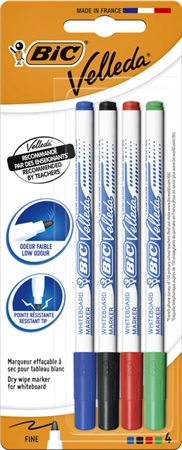 Buy your Viltstift Bic Velleda 1721 whiteboard rond fijn assorti blister à 4 stuks at QuickOffice BV