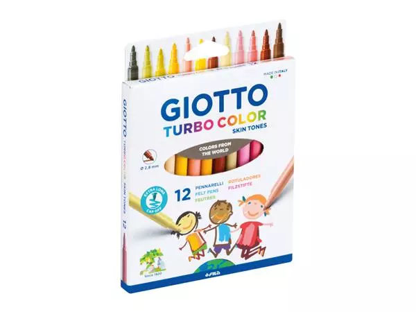 Een Viltstift Giotto Turbo Color skin tones 12st koop je bij All Office Kuipers BV