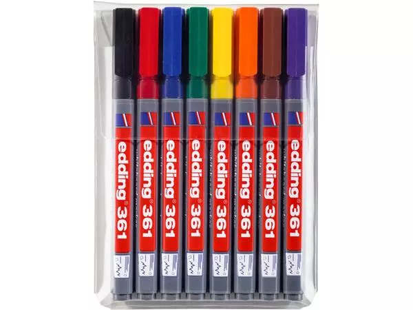 Een Viltstift edding 361 whiteboard rond 1mm assorti set à 8 stuks koop je bij "De Waal" Kantoor Efficiency