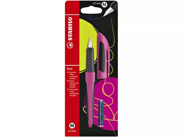 Een Vulpen STABILO Flow sporty medium berry blister à 1 stuk koop je bij Continu Kantoor