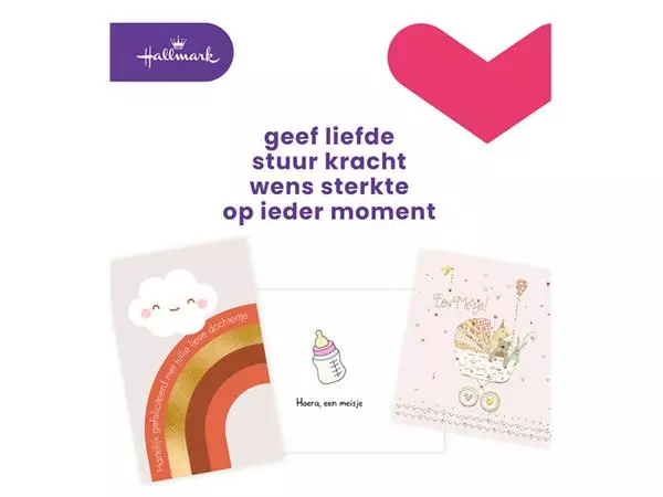 Een Wenskaart Hallmark navulset geboorte dochter 6 kaarten koop je bij De Joma BV