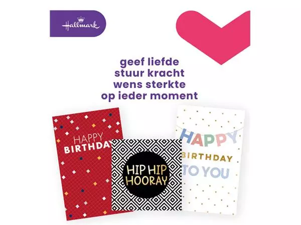Een Wenskaart Hallmark navulset verjaardag Engels 6 kaarten koop je bij Schellen Boek- en Kantoorboekhandel
