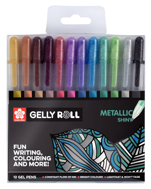 Een Gelschrijver Sakura Gelly Roll Metallic set à 12 kleuren koop je bij Quality Office Supplies