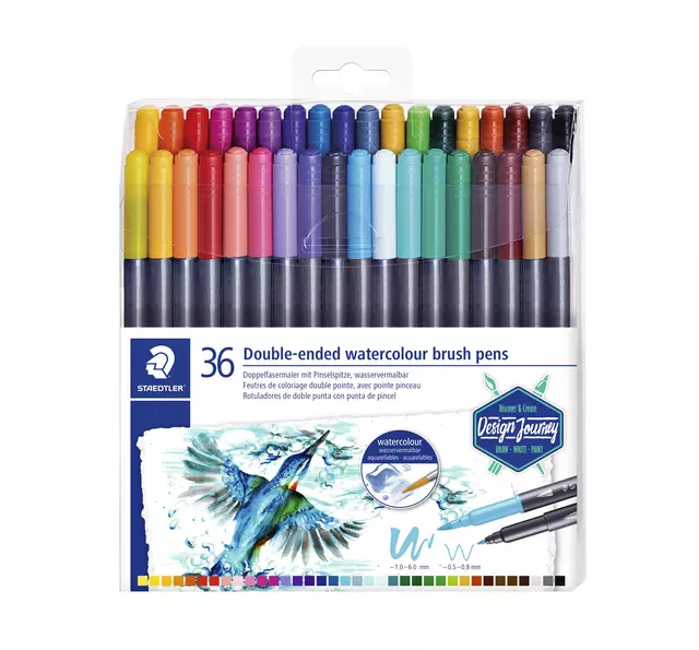 Een Brushpen Staedtler 3001 Marsgraphic duo 0.5-6mm blister à 36st ass koop je bij Deska Alles voor Kantoor