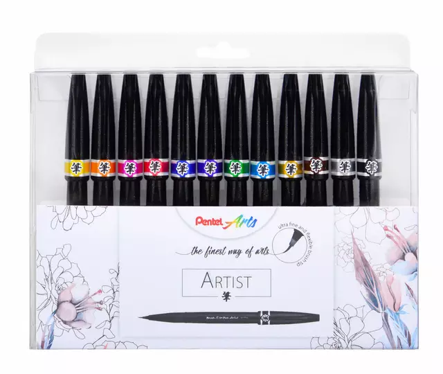 Een Brushstift Pentel artist SESF30C-4 blister à 12 stuks assorti koop je bij Sysdicom BV