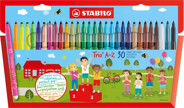 Een Viltstift STABILO Trio A-Z 378/30 assorti etui à 30 stuks koop je bij Sysdicom BV