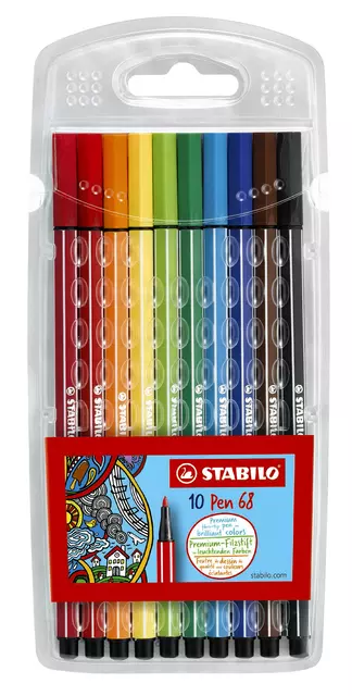 Een Viltstift STABILO Pen 68/10 medium assorti etui à 10 stuks koop je bij Avoux