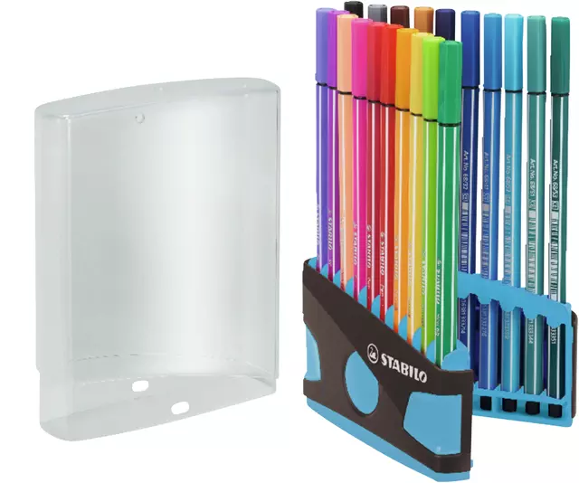 Een Viltstift STABILO Pen 68/20 ColorParade in antraciet/turquoise etui medium assorti etui à 20 stuks koop je bij De Joma BV