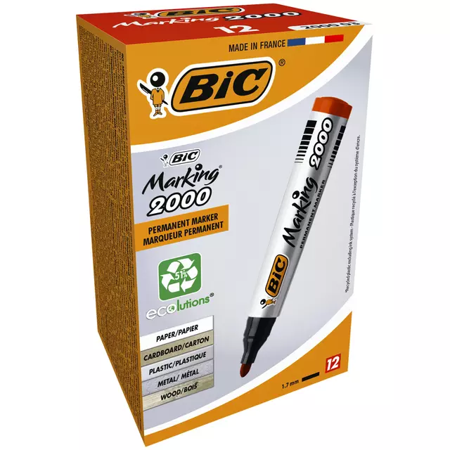 Een Viltstift Bic 2000 ecolutions rond large rood koop je bij QuickOffice BV