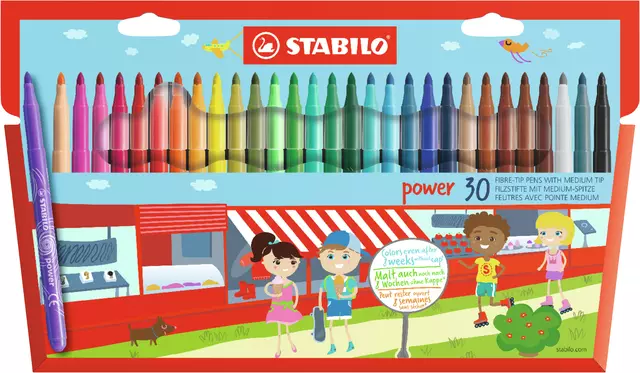 Een Viltstift STABILO power 280/30 assorti etui à 30 stuks koop je bij Clippz! Office Supplies