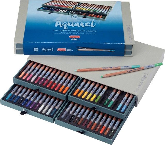 Een Aquarelpotlood Bruynzeel Design set á 48 stuks assorti koop je bij Schellen Boek- en Kantoorboekhandel