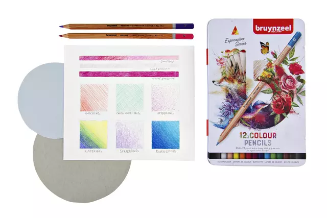 Een Kleurpotloden Bruynzeel Expression colour blik à 12 stuks assorti koop je bij De Joma BV
