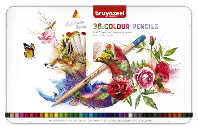 Een Kleurpotloden Bruynzeel Expression colour blik à 36 stuks assorti koop je bij De Joma BV