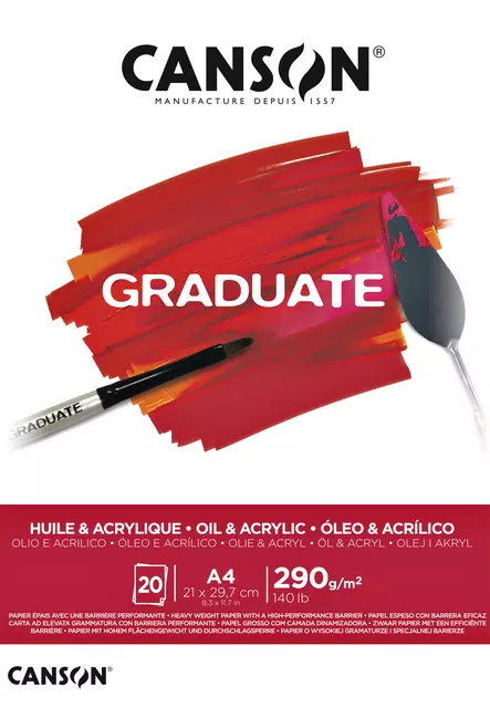 Een Olie Acrylblok Canson Graduate A4 290gr 20vel koop je bij Continu Kantoor