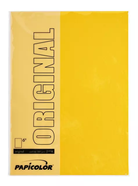 Een Papier copieur Papicolor A4 200g 6 feuilles jaune bouton d'or koop je bij QuickOffice BV