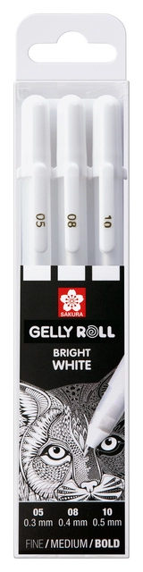 Een Gelschrijver Sakura Gelly Roll Classic set à 3 breedtes wit koop je bij Quality Office Supplies