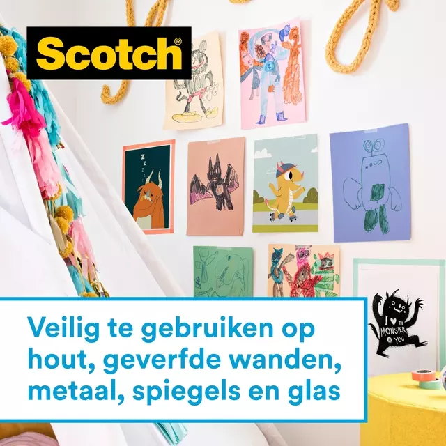 Een Plakband Scotch 19mmx16.5m Wall Safe + handdispenser koop je bij Schellen Boek- en Kantoorboekhandel