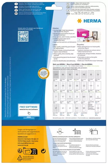 Etiket HERMA 8837 63.5x25.4mm mat wit 825stuks