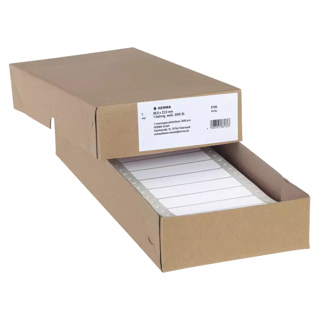 Een Etiket HERMA 8160 88.9x23mm 1-baans wit 2000stuks koop je bij Schellen Boek- en Kantoorboekhandel