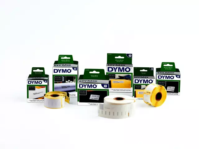 Labeltape Dymo LabelManager D1 polyester 12mm zwart op wit 10 stuks