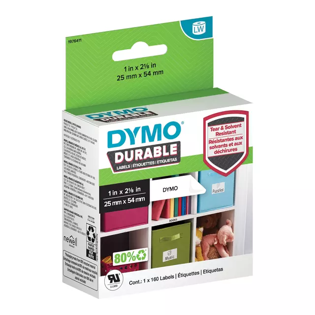Een Etiket Dymo LabelWriter industrieel 25x54 wit koop je bij All Office Kuipers BV