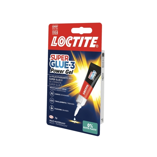 Een Secondelijm Loctite Powerflex GEL tube 3gr blister koop je bij All Office Kuipers BV