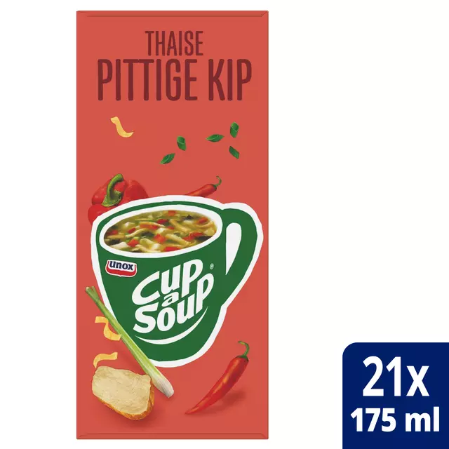Een Cup-a-Soup Unox Thaise pittige kip 175ml koop je bij iPlusoffice
