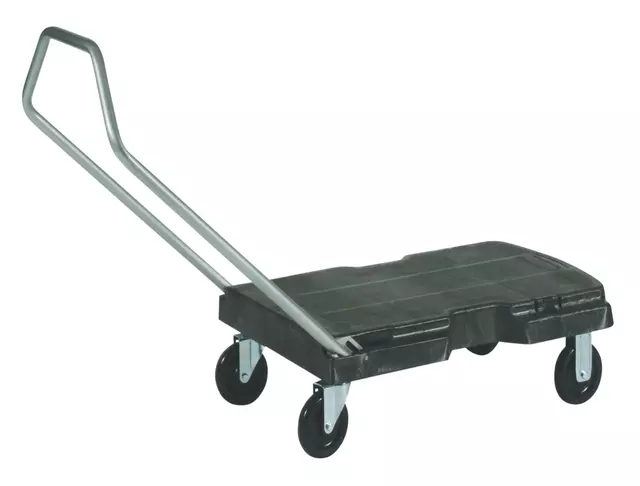 Een Transportkar Rubbermaid Triple Trolley inklapbaar 225kg zwart koop je bij Scheepstra Drachten