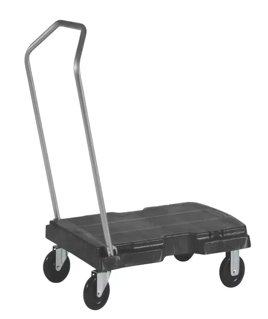 Een Transportkar Rubbermaid Triple Trolley inklapbaar 225kg zwart koop je bij Deska Alles voor Kantoor