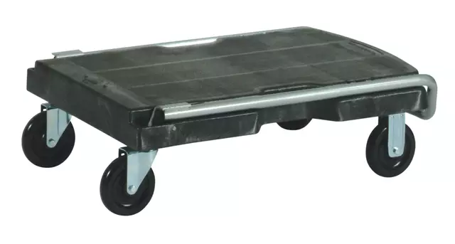 Een Transportkar Rubbermaid Triple Trolley inklapbaar 225kg zwart koop je bij D. Sonneveld B.V.