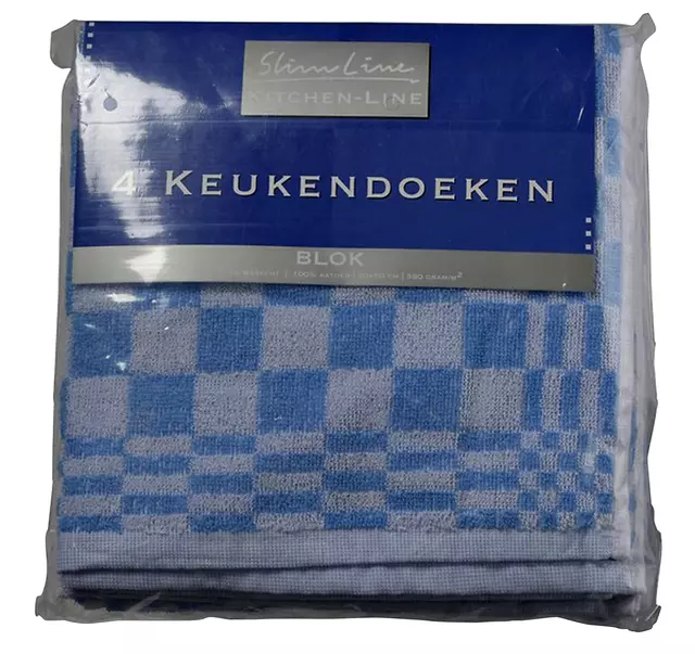 Een KEUKENDOEK FELICIA KATOEN 50X50CM BLAUW 4 STUKS koop je bij All Office Kuipers BV