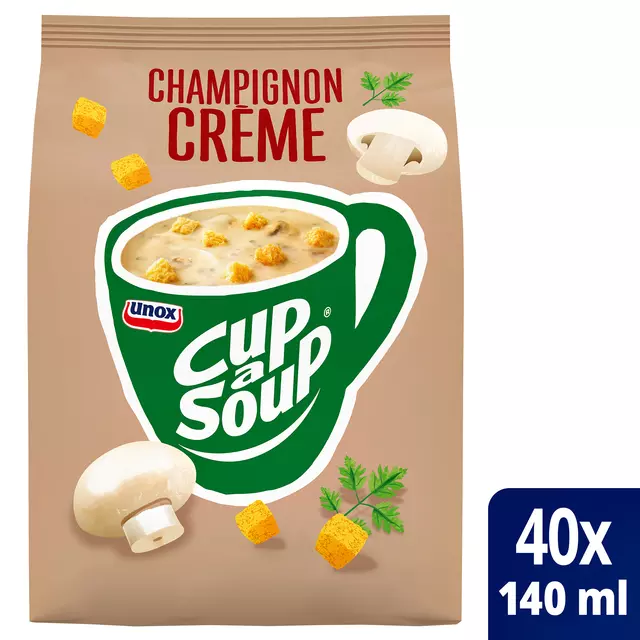 Een Cup-a-Soup Unox machinezak champignon crème 140ml koop je bij De Joma BV