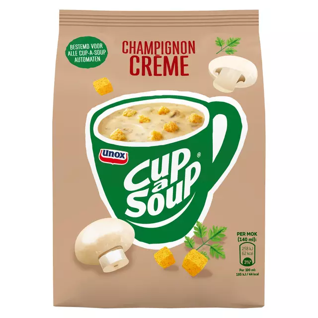 Een Cup-a-Soup Unox machinezak champignon crème 140ml koop je bij De Joma BV