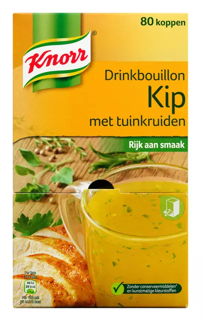 Een Drinkbouillon Knorr kip tuinkruiden koop je bij De Joma BV