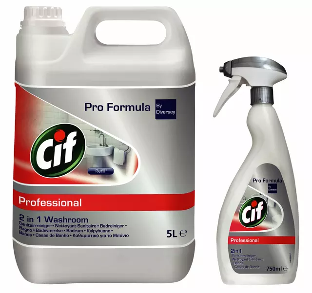 Een Sanitairreiniger Cif Professional spray 750ml koop je bij All Office Kuipers BV