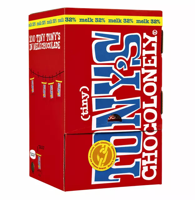 Een Chocolade Tony's Chocolonely tiny melk doos 100 st koop je bij QuickOffice BV