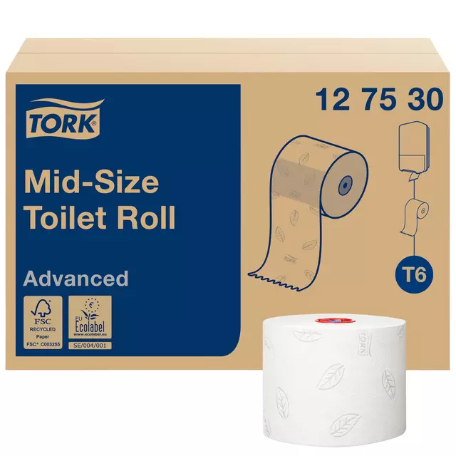 Een Toiletpapier Tork Mid-size T6 premium 2-laags 100m wit 127530 koop je bij De Joma BV