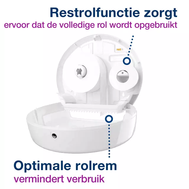 Een Toiletpapierdispenser Tork mini T2 wit 555000 koop je bij All Office Kuipers BV