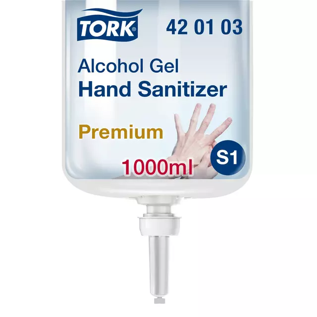 Een Alcoholgel Tork S1 voor handdesinfectie ongeparfumeerd 1000ml 420103 koop je bij De Joma BV