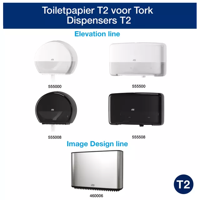 Een Toiletpapier Tork Mini Jumbo T2 advanced 2-laags 12 rollen wit 120280 koop je bij QuickOffice BV