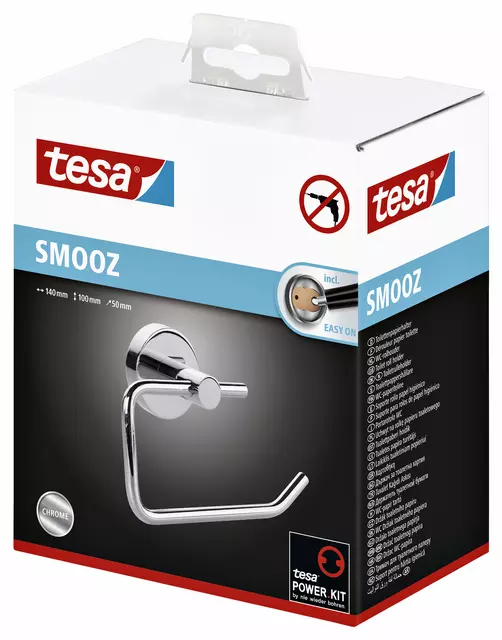 Een Toiletrolhouder tesa® Smooz hoogglans verchroomd metaal zelfklevend koop je bij Zevenbergen de project- en kantoorinrichters bv