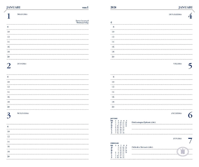 Agenda 2025 Ryam Memoplan 7 Mundior 7dagen/2pagina's zwart