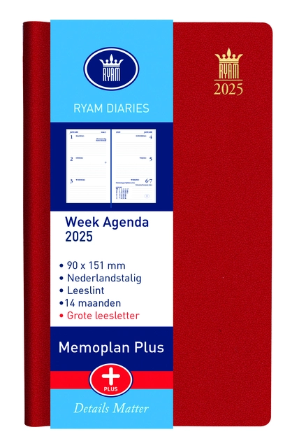 Agenda 2025 Ryam Memoplan 7 Plus Mundior 7dagen/2pagina's assorti