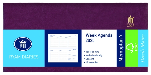 Een Agenda 2025 Ryam Memoplan 7 Mundior 7d/2p bordeaux koop je bij VDP Office