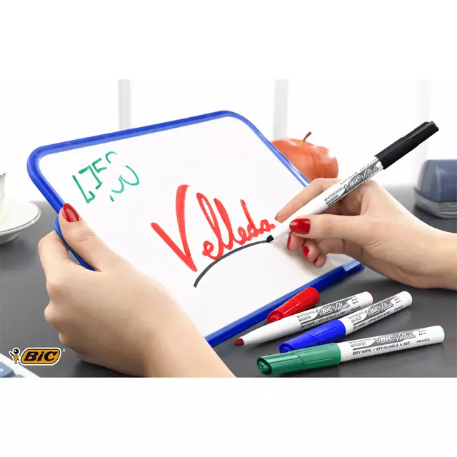 Een Viltstift Bic Velleda 1744 whiteboard rond medium assorti kartonnen etui à 4 stuks koop je bij De Joma BV